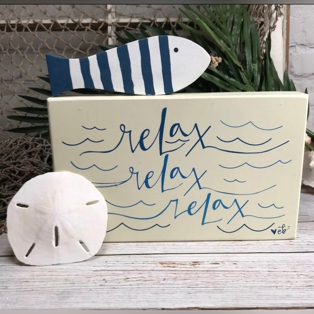 3 Pc Nautical Coastal Decor Handpainted sign, Real Florida Sand Dollar Bundle